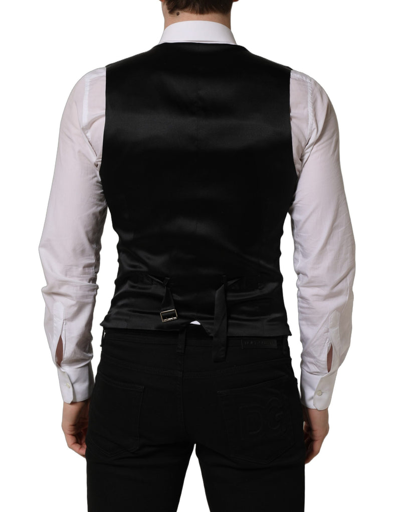 Dolce & Gabbana Black Wool Single Breasted Waistcoat Vest