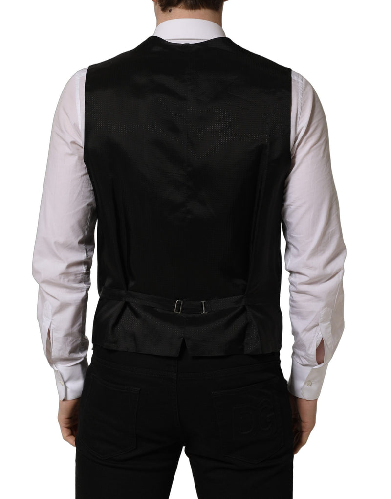 Dolce & Gabbana Black Single Breasted Men Waistcoat Vest