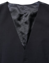 Dolce & Gabbana Black Wool Single Breasted Waistcoat Vest