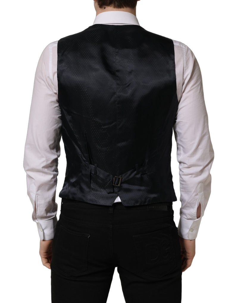 Dolce & Gabbana Black Wool Single Breasted Waistcoat Vest