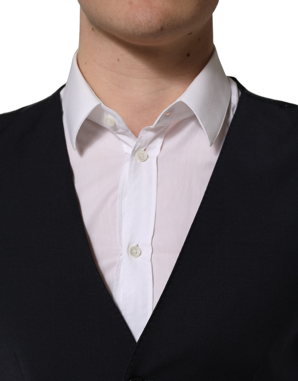 Dolce & Gabbana Black Wool Single Breasted Waistcoat Vest