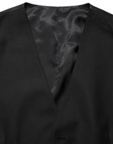 Dolce & Gabbana Black Wool Single Breasted Waistcoat Vest