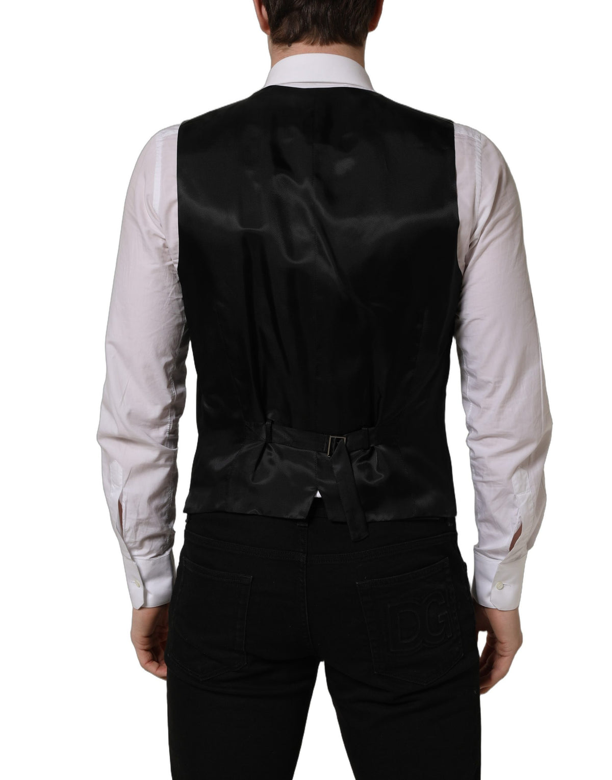Dolce & Gabbana Black Wool Single Breasted Waistcoat Vest