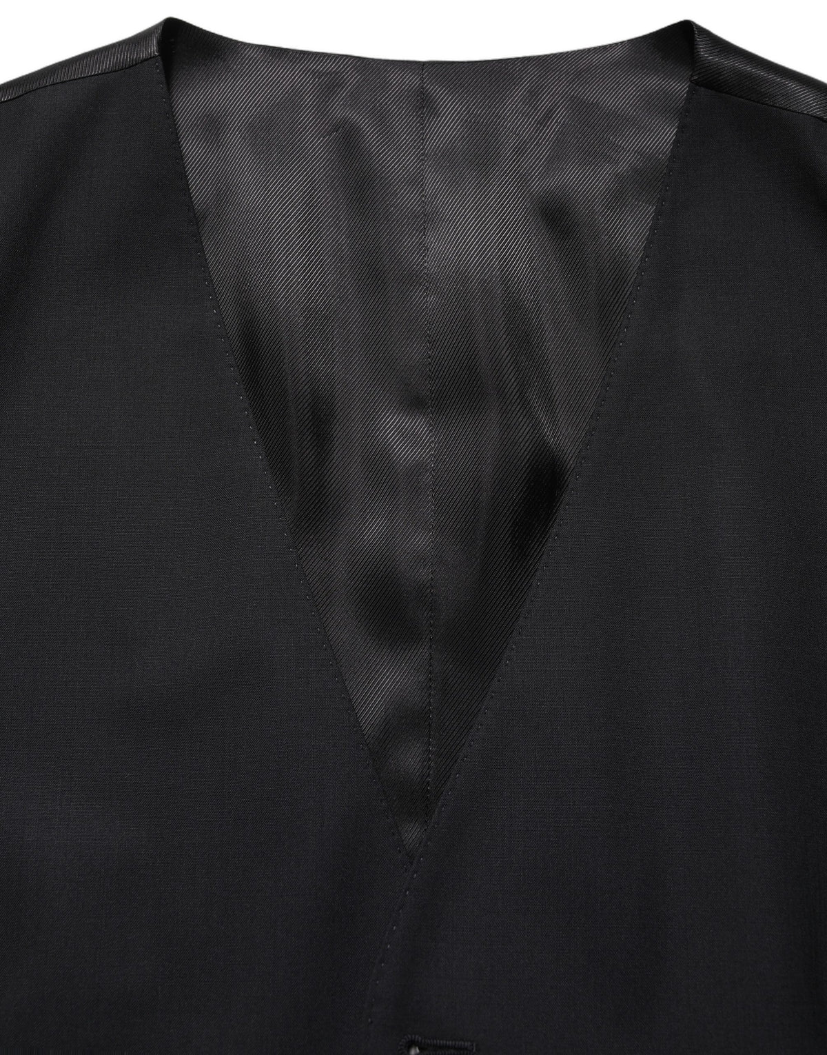 Dolce & Gabbana Black Wool Single Breasted Waistcoat Vest