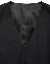 Dolce & Gabbana Black Wool Single Breasted Waistcoat Vest