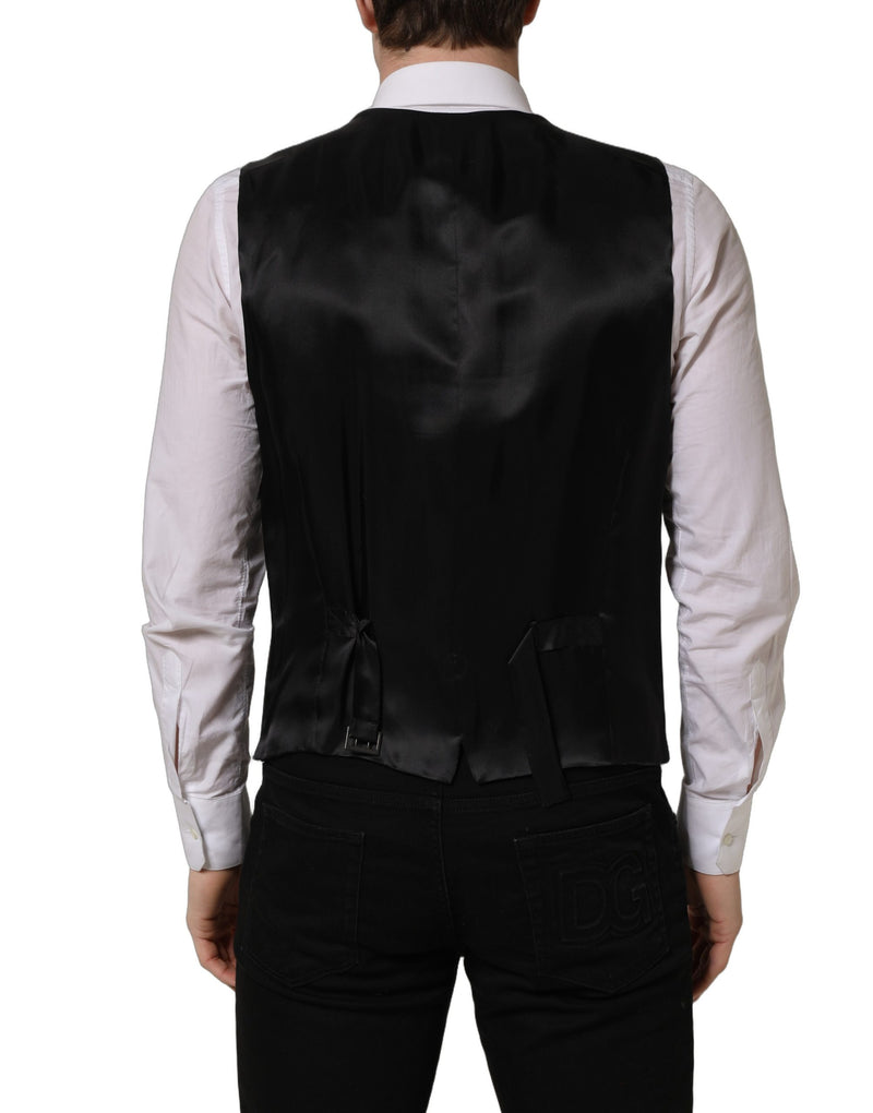 Dolce & Gabbana Black Wool Single Breasted Waistcoat Vest
