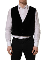 Dolce & Gabbana Black Cotton Single Breasted Waistcoat Vest