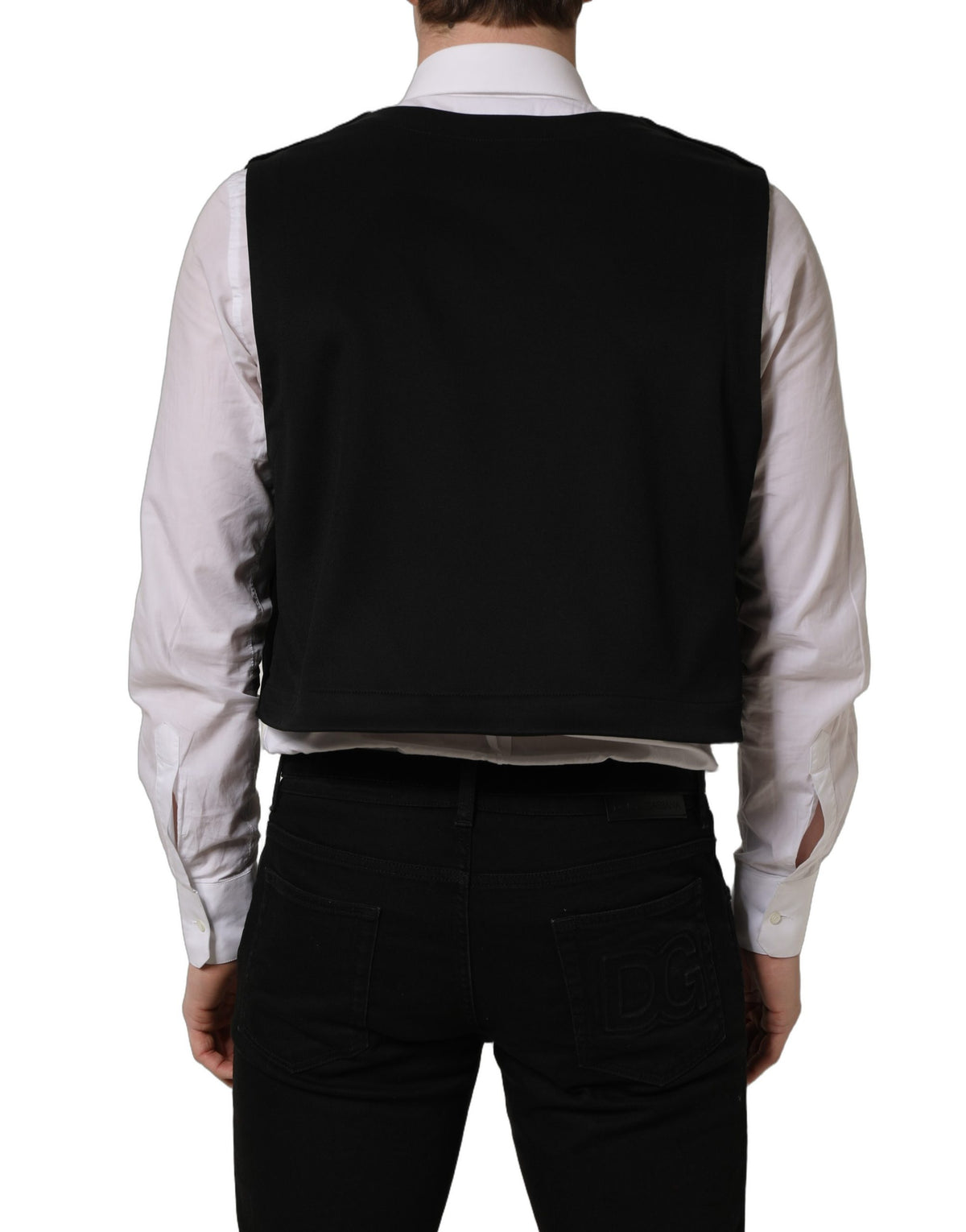 Dolce & Gabbana Black Cotton Single Breasted Waistcoat Vest