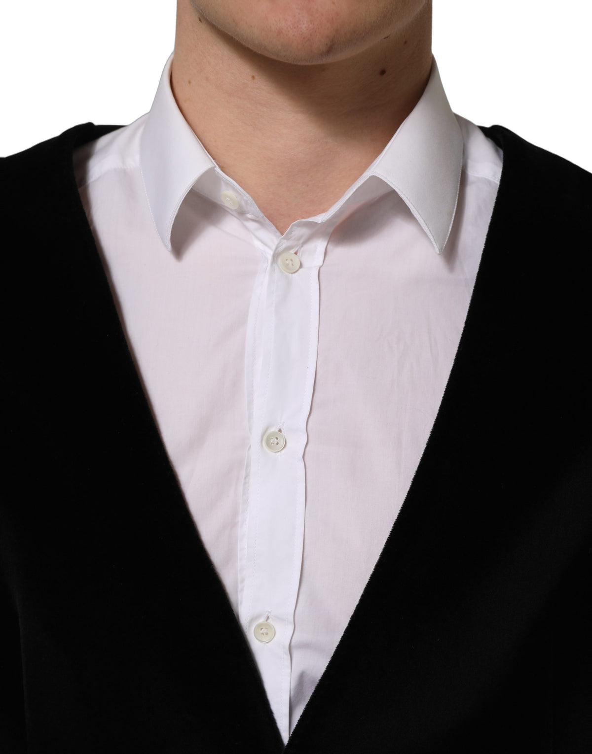 Dolce & Gabbana Black Cotton Single Breasted Waistcoat Vest