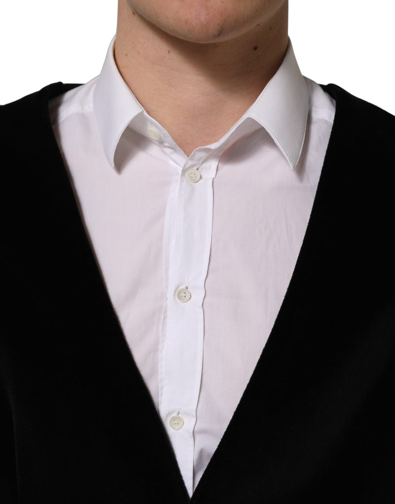 Dolce & Gabbana Black Cotton Single Breasted Waistcoat Vest
