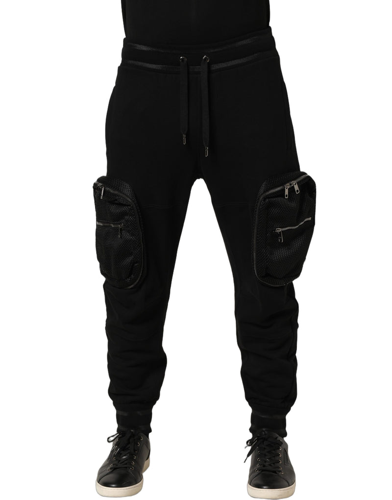 Dolce & Gabbana Black Mid Waist Cargo Jogger Pants