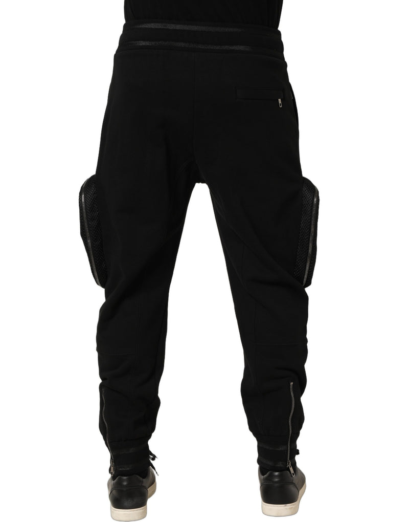 Dolce & Gabbana Black Mid Waist Cargo Jogger Pants