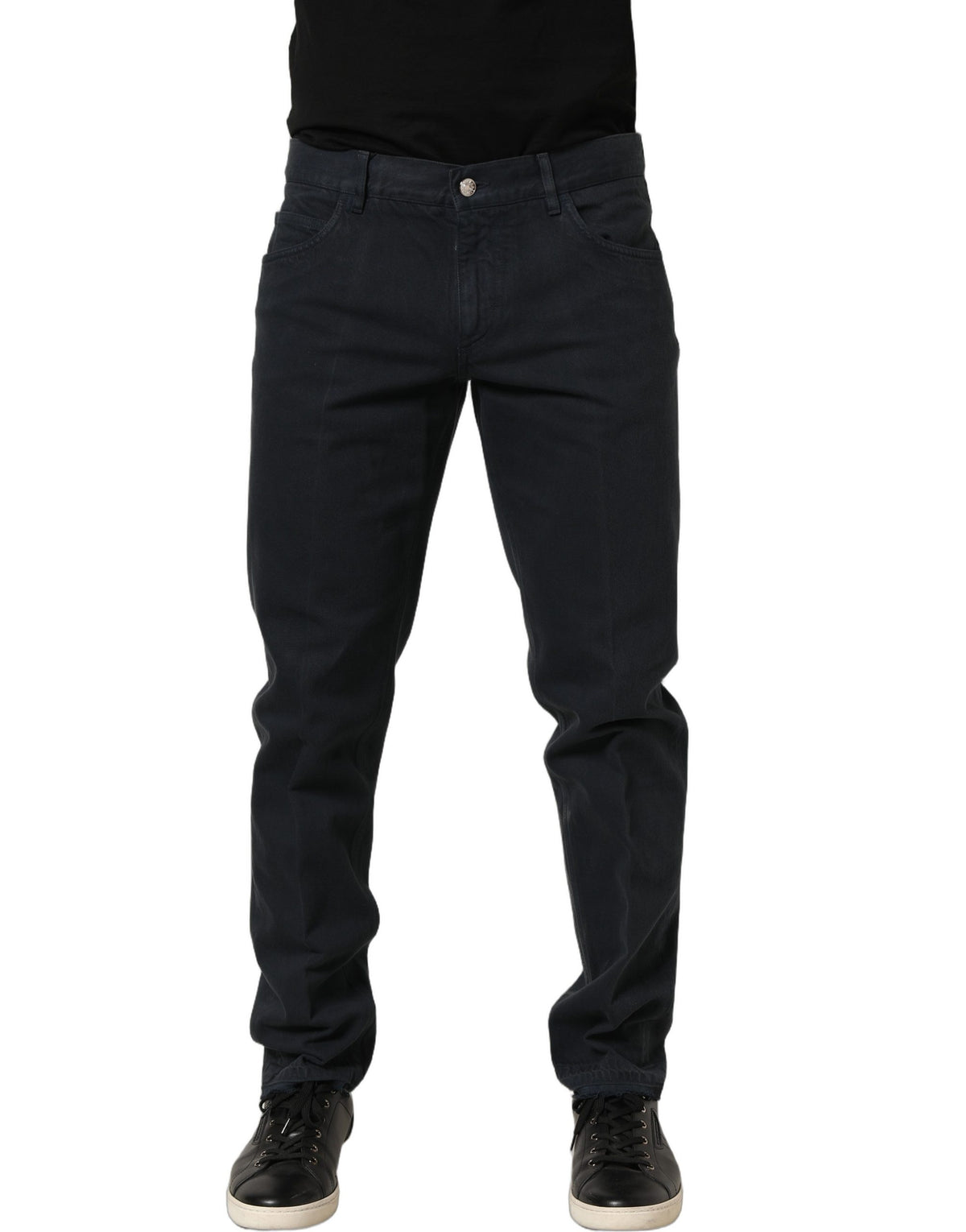 Dolce & Gabbana Black Cotton Mid Waist Skinny Jeans for Men