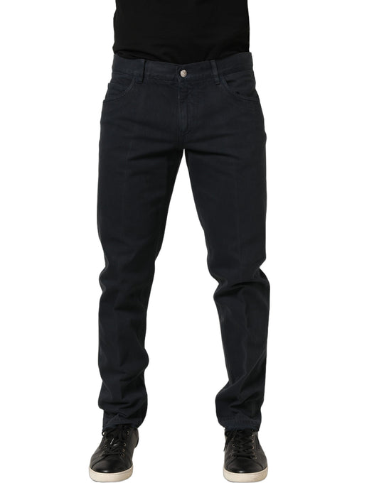 Dolce & Gabbana Black Cotton Mid Waist Skinny Jeans for Men