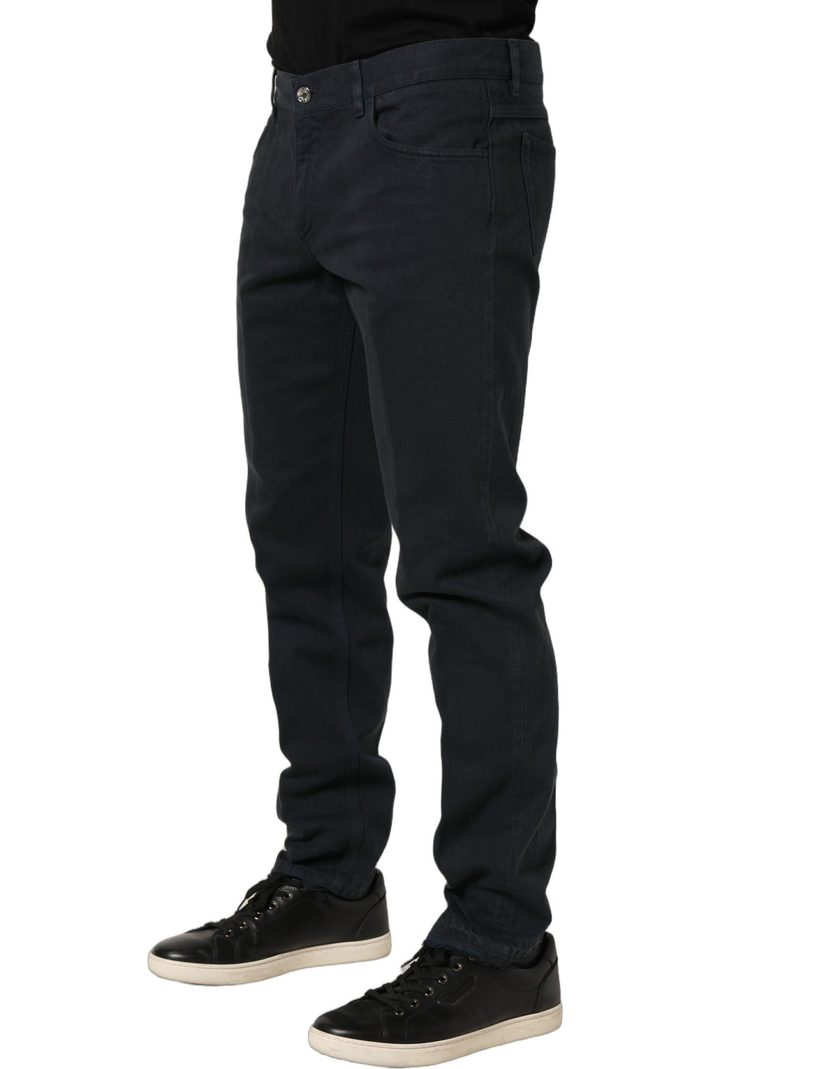 Dolce & Gabbana Black Cotton Mid Waist Skinny Jeans for Men
