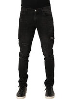 Dolce & Gabbana Black Distressed Cargo Skinny Jeans for Men