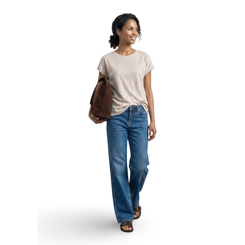 Street One Beige Polyester T-Shirt for Women