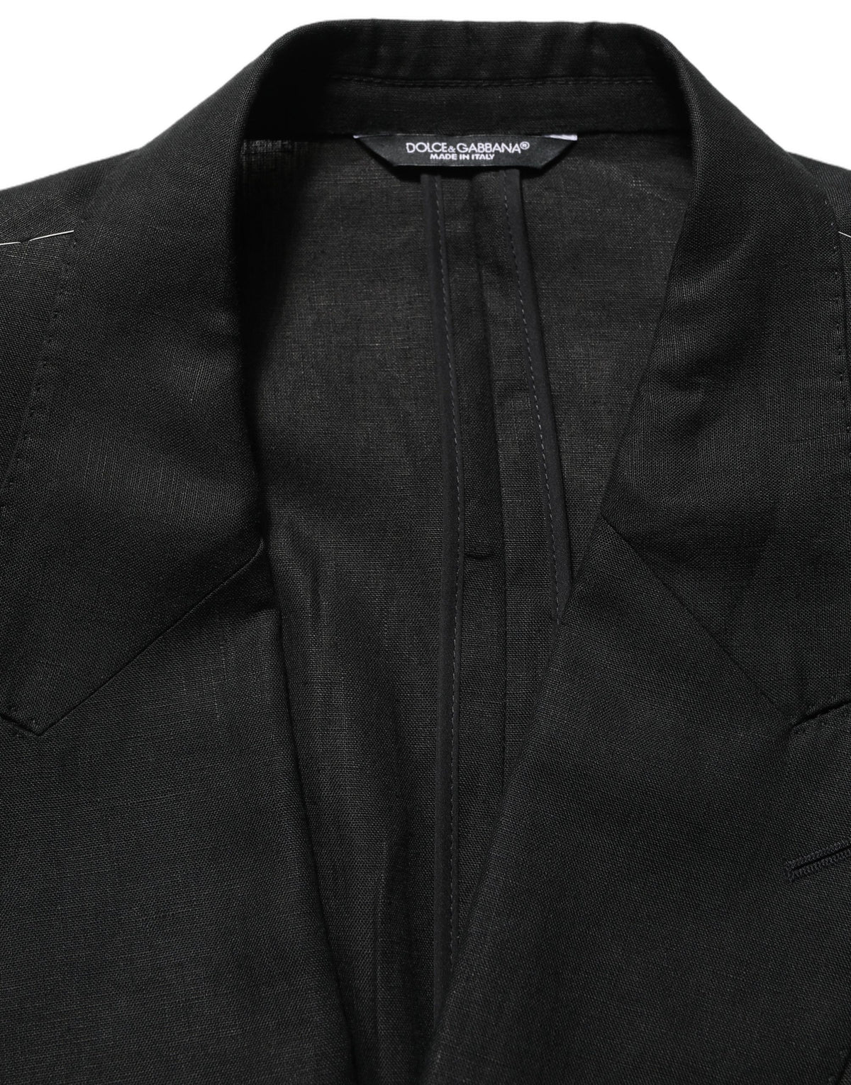 Dolce & Gabbana Black Linen Slim Fit Formal 2 Piece Suit