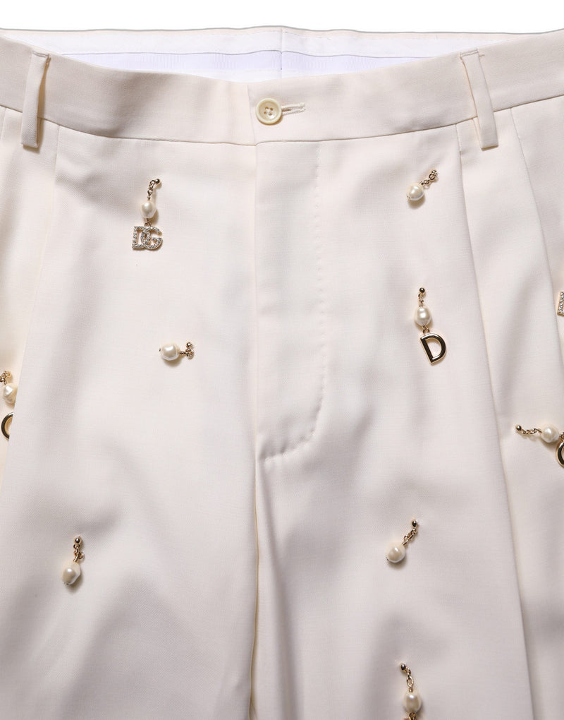 Dolce & Gabbana White Wool Slim Fit Formal 2 Piece Men Suit