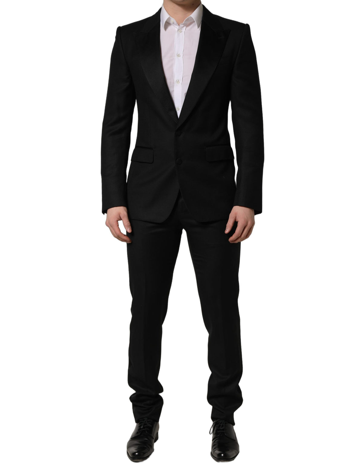 Dolce & Gabbana Black Wool Slim Fit Formal 2 Piece Suit