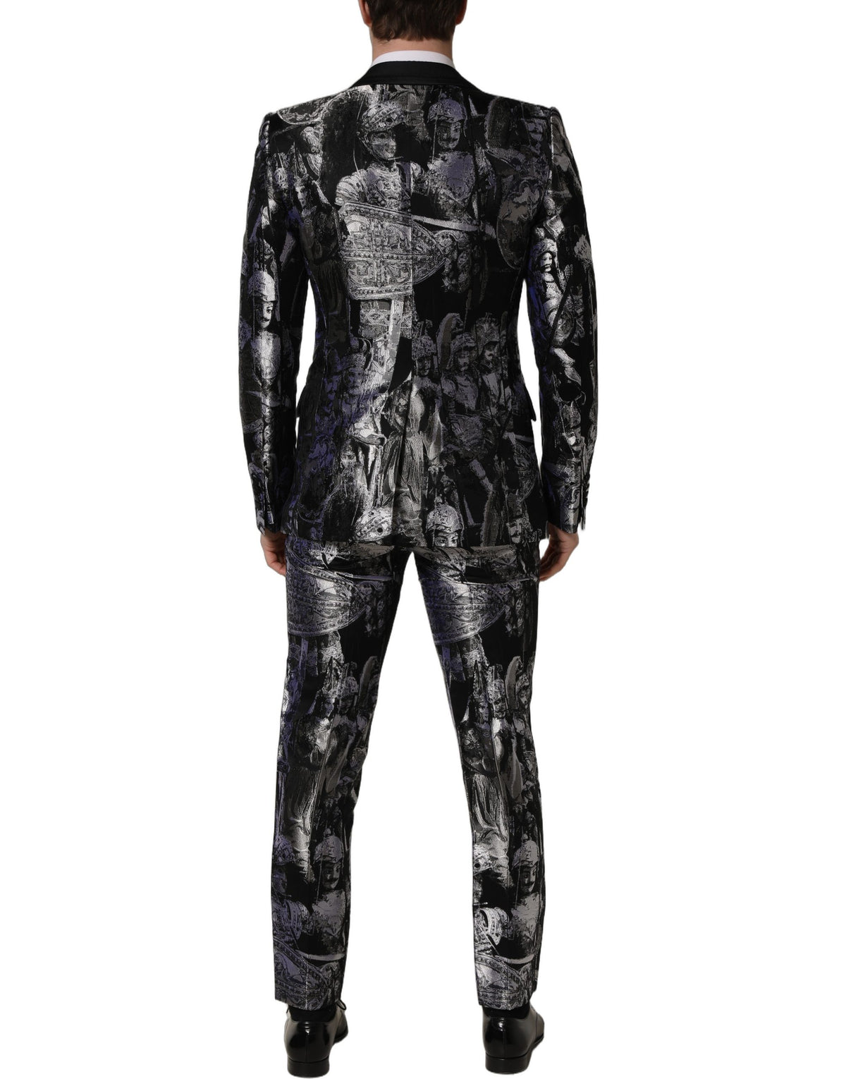 Dolce & Gabbana Black Jacquard Slim Fit Formal 3 Piece Suit
