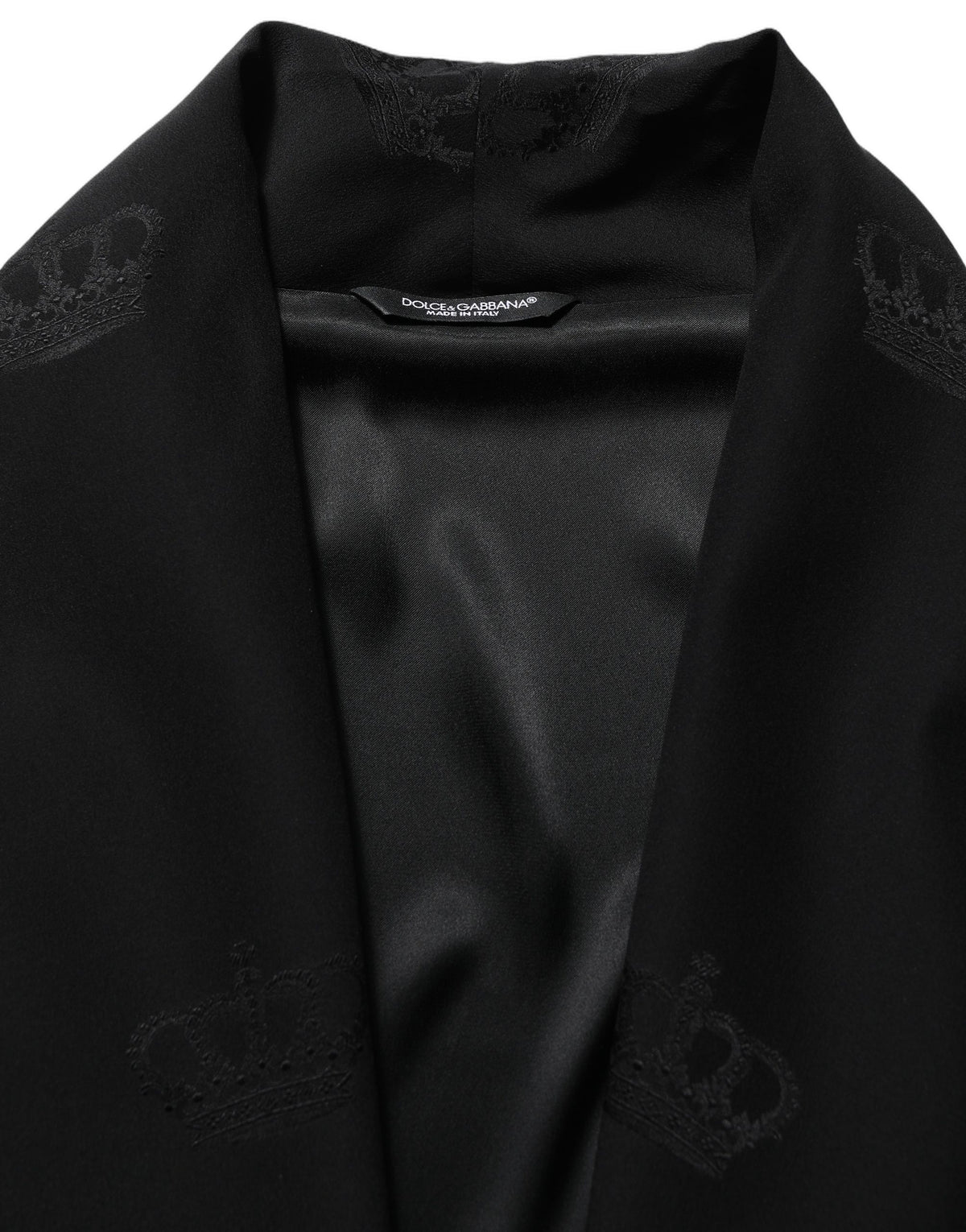 Dolce & Gabbana Black 100% Silk Robe for Men - Wrap Coat Jacket
