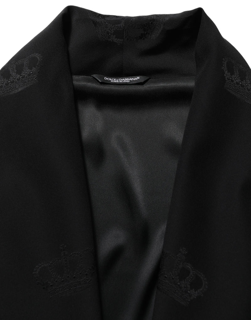 Dolce & Gabbana Black 100% Silk Robe for Men - Wrap Coat Jacket