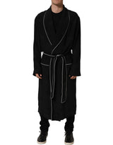 Dolce & Gabbana Black 100% Silk Robe for Men - Wrap Coat Jacket