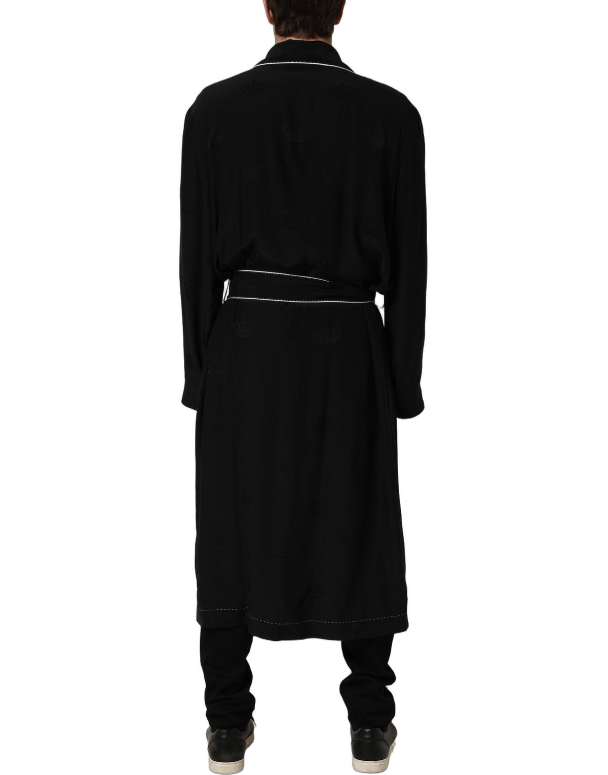 Dolce & Gabbana Black 100% Silk Robe for Men - Wrap Coat Jacket