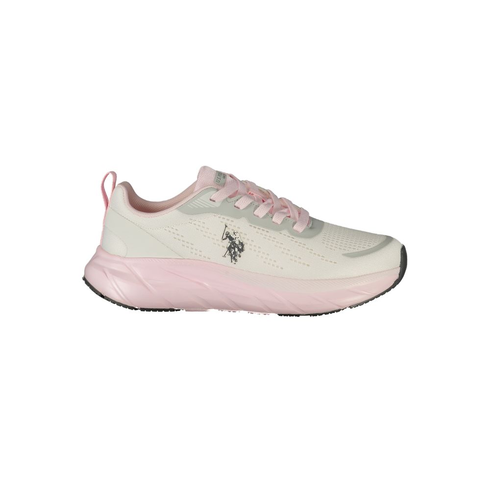 U.S. POLO ASSN. Women's White Sneakers with Pink Details
