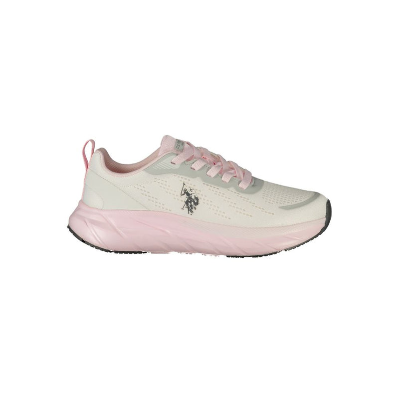 U.S. POLO ASSN. Women's White Sneakers with Pink Details