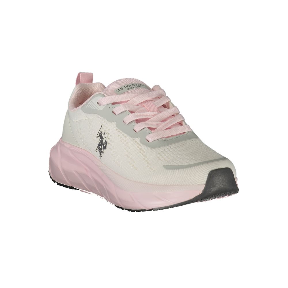 U.S. POLO ASSN. Women's White Sneakers with Pink Details