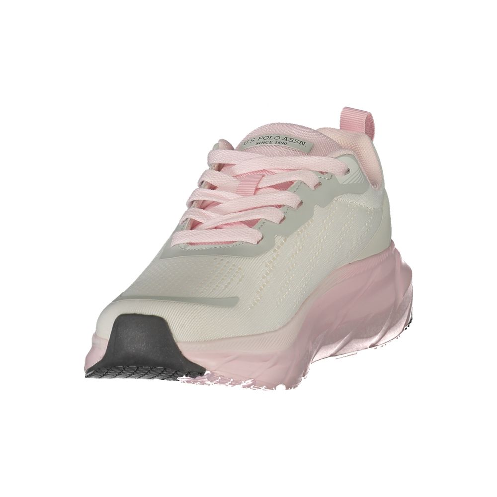 U.S. POLO ASSN. Women's White Sneakers with Pink Details