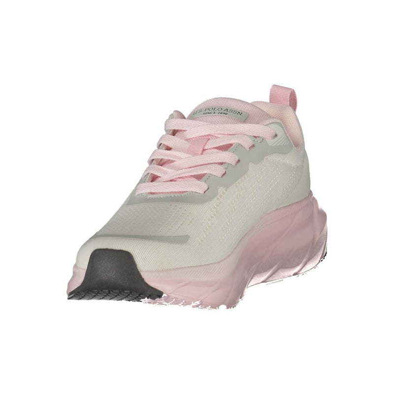 U.S. POLO ASSN. Women's White Sneakers with Pink Details