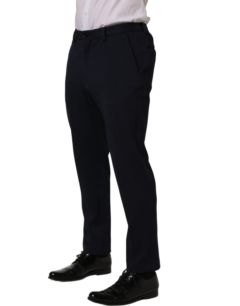 Dolce & Gabbana Black Cotton Tapered Leg Dress Trouser Pants