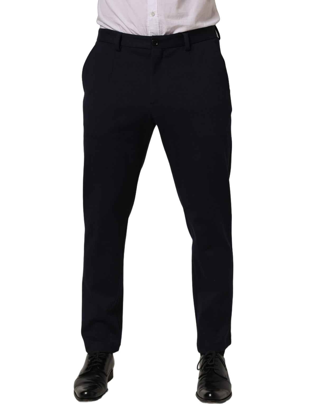 Dolce & Gabbana Black Cotton Tapered Leg Dress Trouser Pants