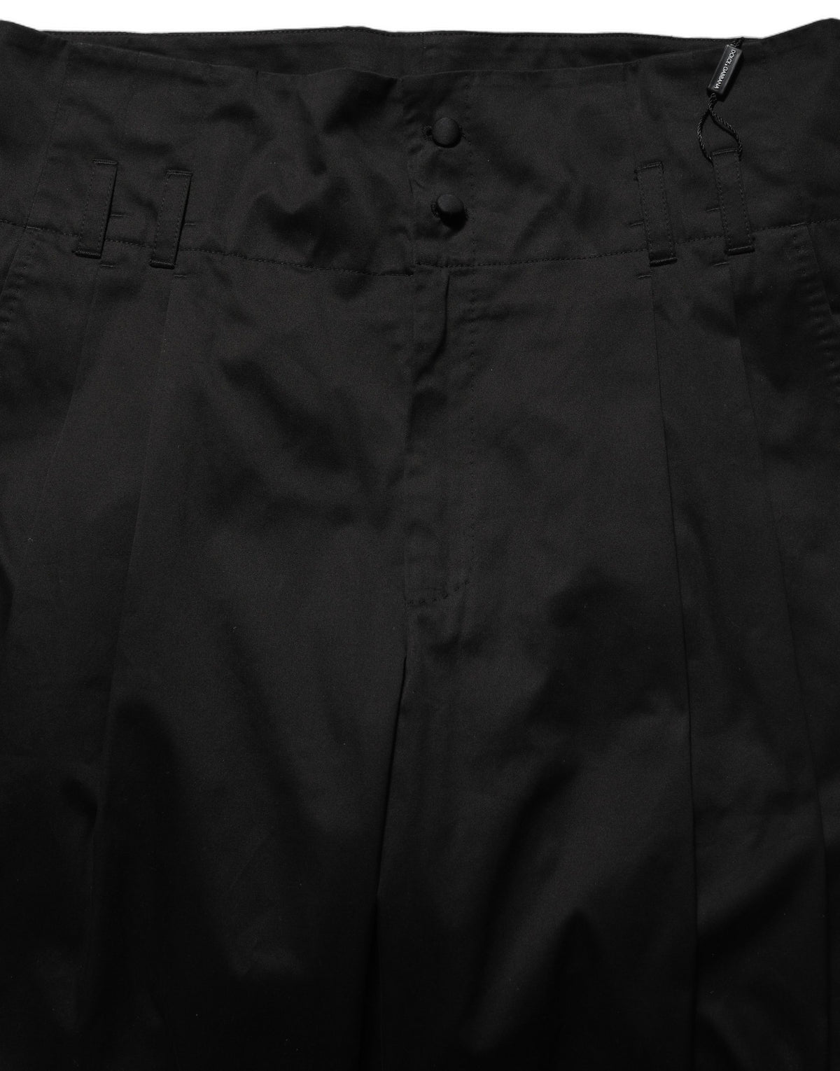 Dolce & Gabbana Black Cotton Straight Leg Dress Trouser Pants