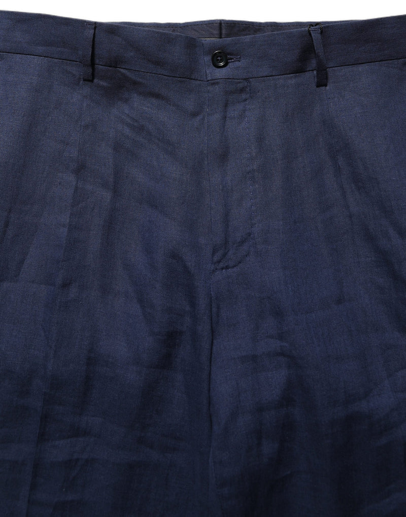 Dolce & Gabbana Blue Linen Straight Dress Trouser Pants for Men