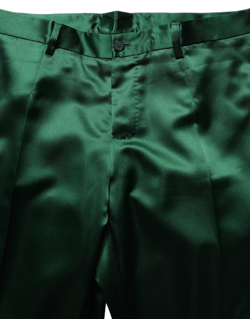 Dolce & Gabbana Dark Green Tapered Leg Dress Trouser Pants