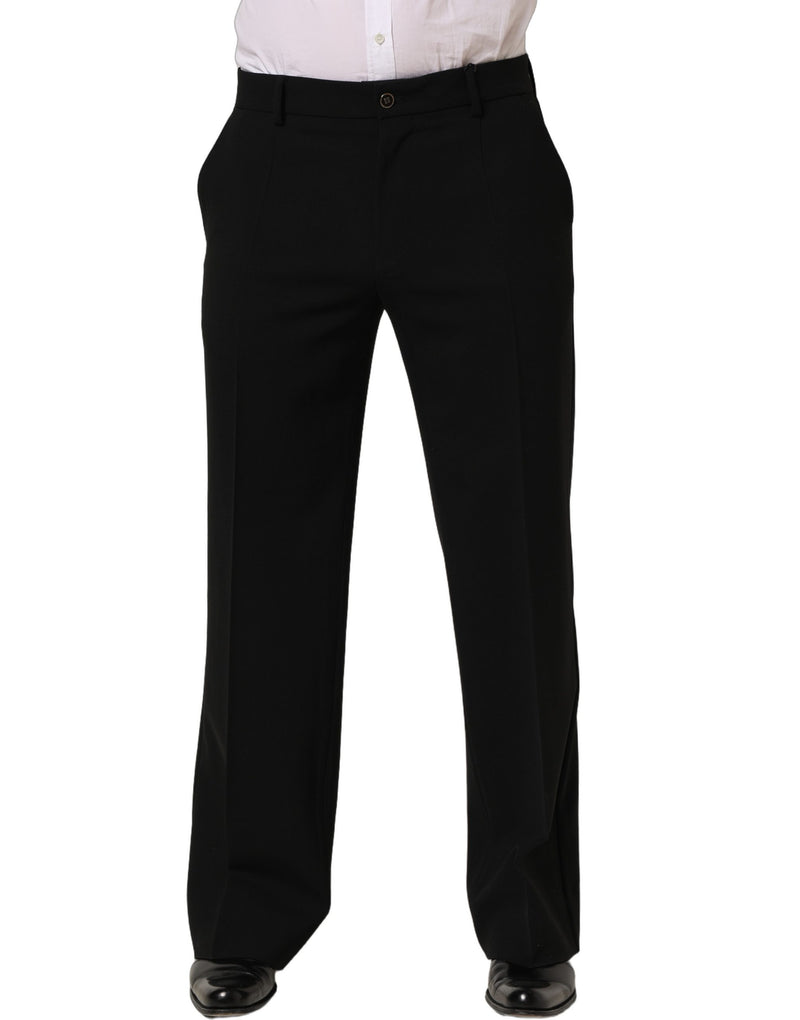 Dolce & Gabbana Black Wool Straight Dress Trouser Pants for Men