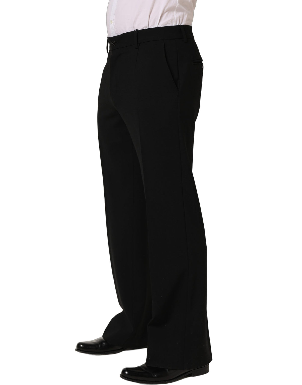 Dolce & Gabbana Black Wool Straight Dress Trouser Pants for Men