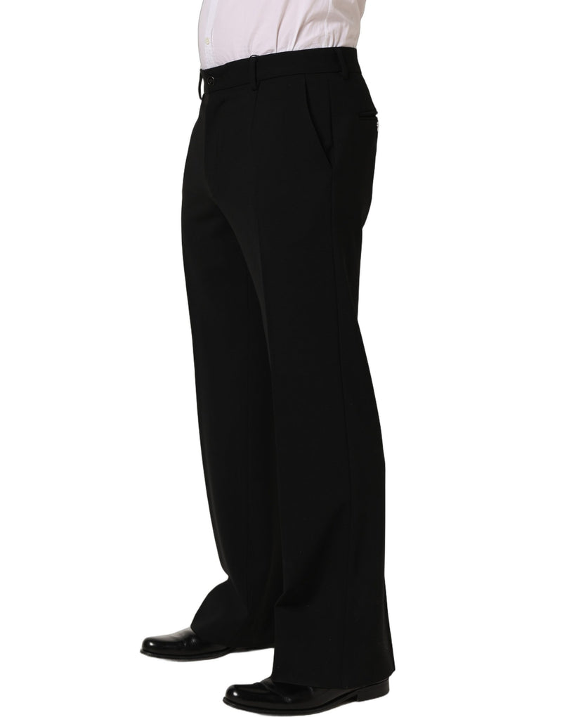Dolce & Gabbana Black Wool Straight Dress Trouser Pants for Men
