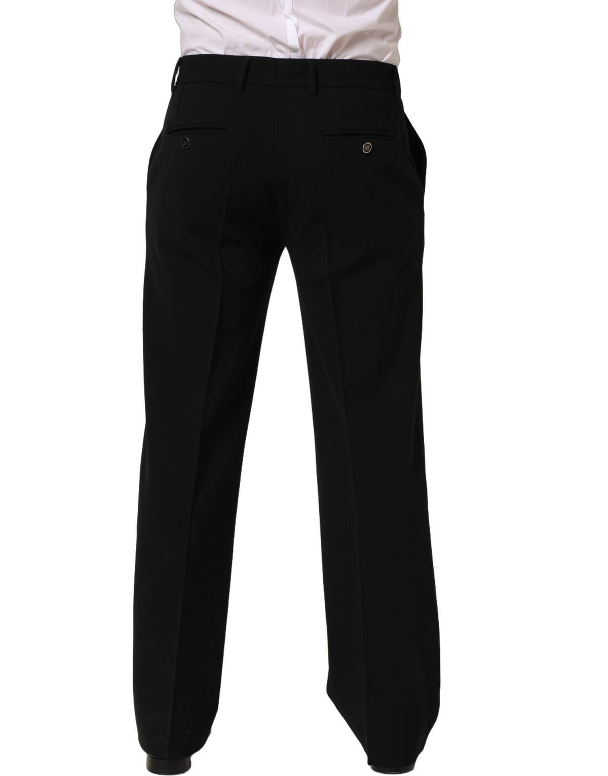 Dolce & Gabbana Black Wool Straight Dress Trouser Pants for Men