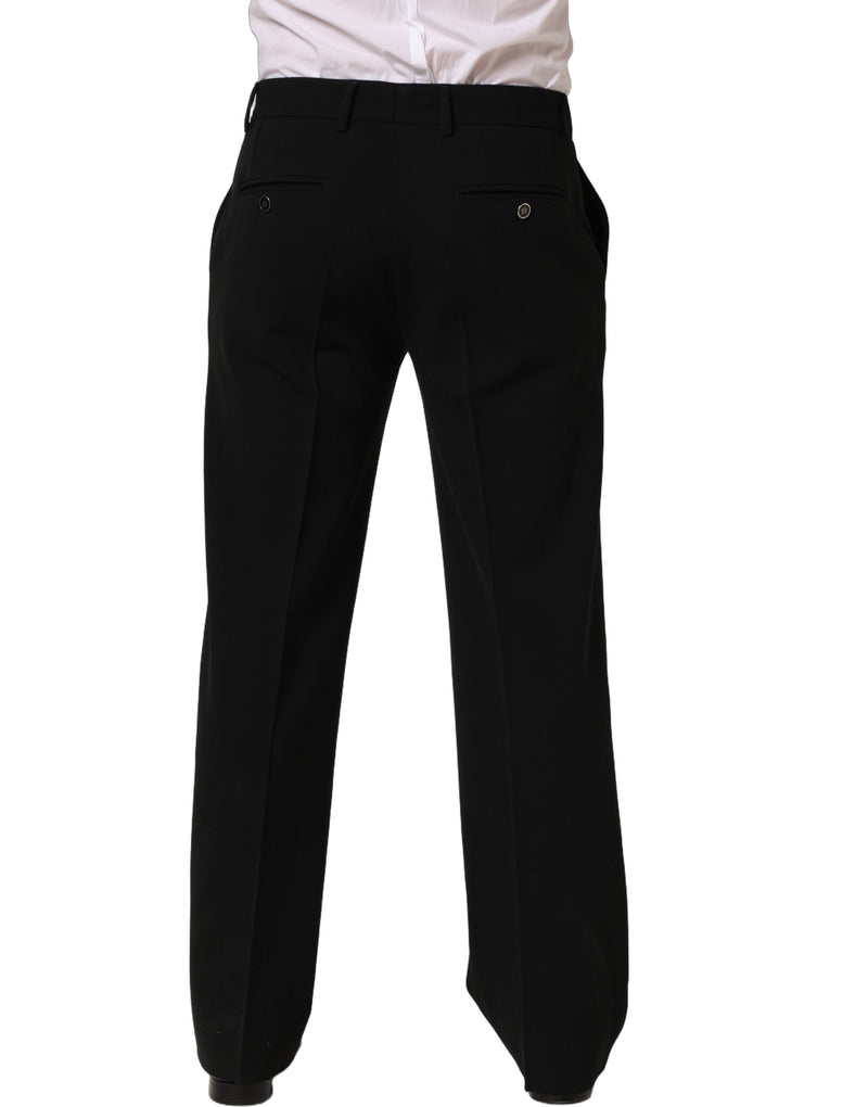 Dolce & Gabbana Black Wool Straight Dress Trouser Pants for Men