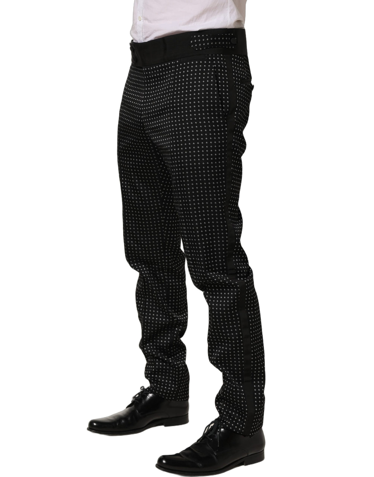Dolce & Gabbana Black Polka Dot Cotton Dress Trouser Pants