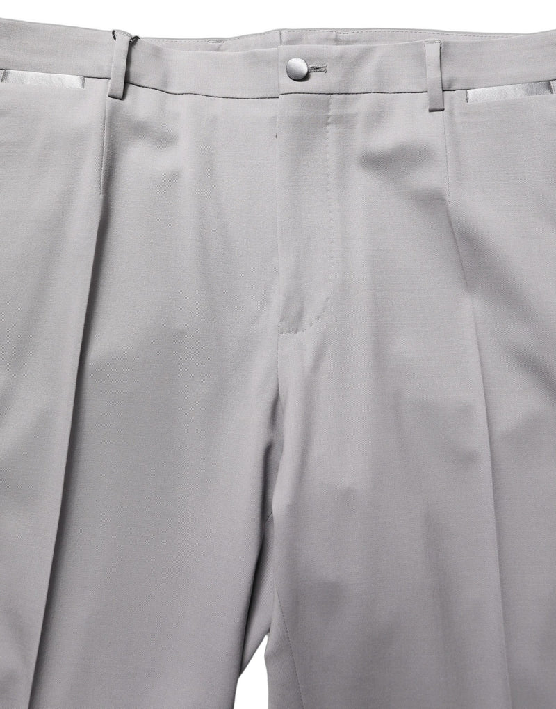 Dolce & Gabbana Gray Wool Tapered Men Dress Trouser Pants
