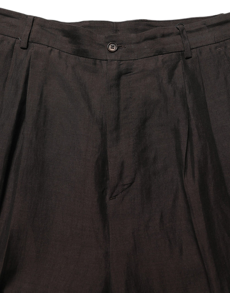 Dolce & Gabbana Brown Linen Straight Men Dress Trouser Pants
