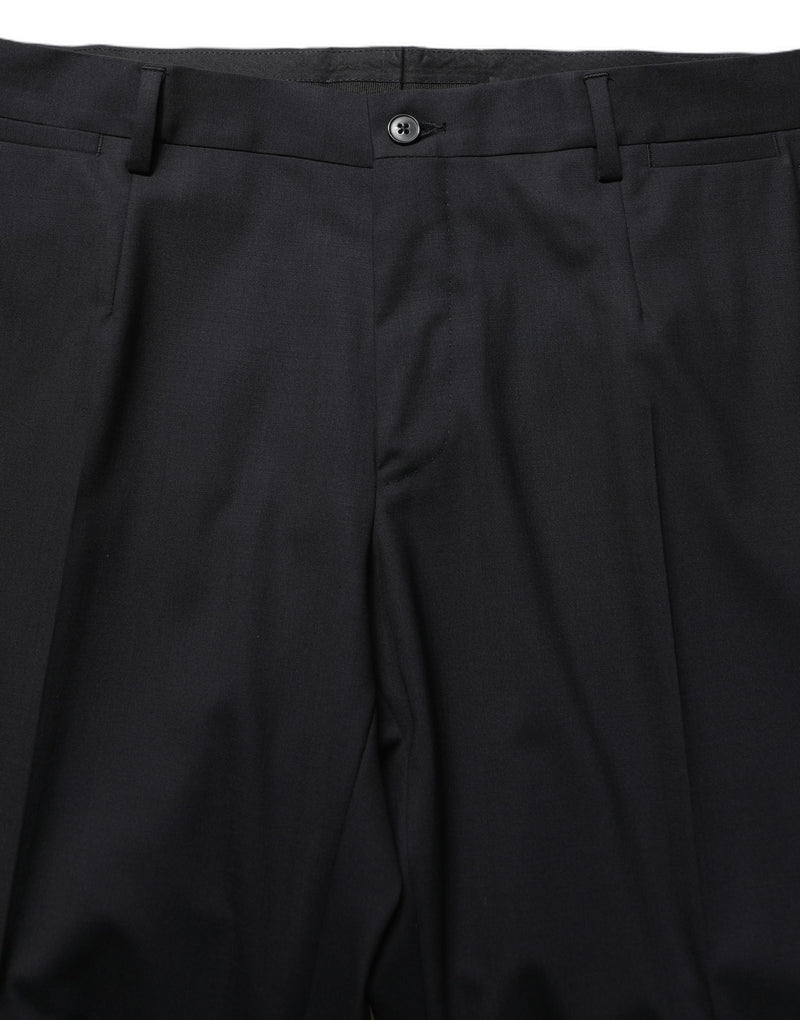 Dolce & Gabbana Black Wool Tapered Leg Dress Trouser Pants