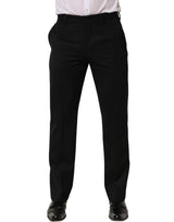 Dolce & Gabbana Black Wool Tapered Men Dress Trouser Pants