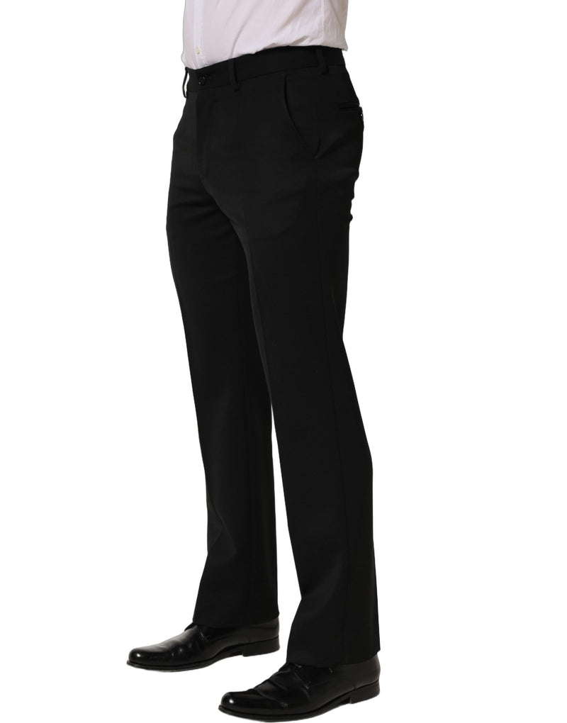 Dolce & Gabbana Black Wool Tapered Men Dress Trouser Pants